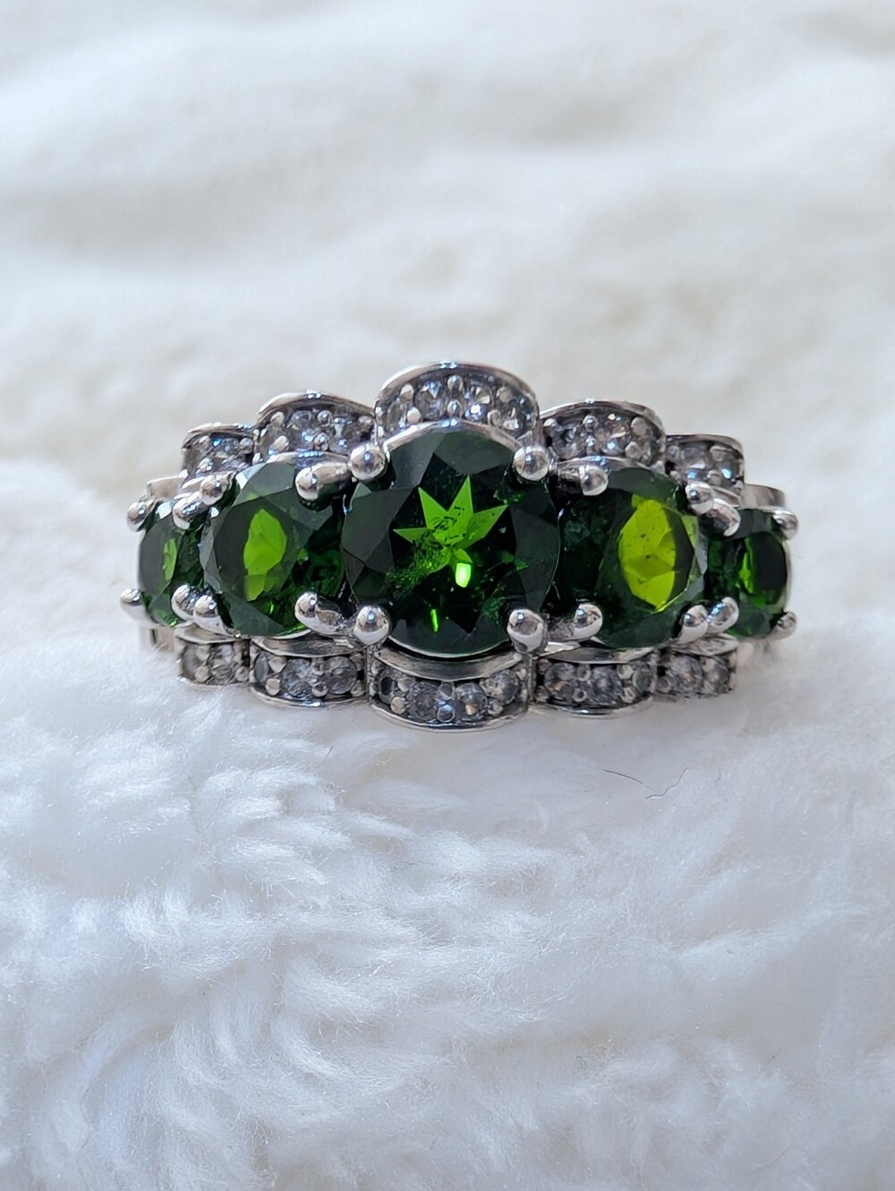 BBJ 925 Sterling Silver Chrome Diopside Ring Size 7